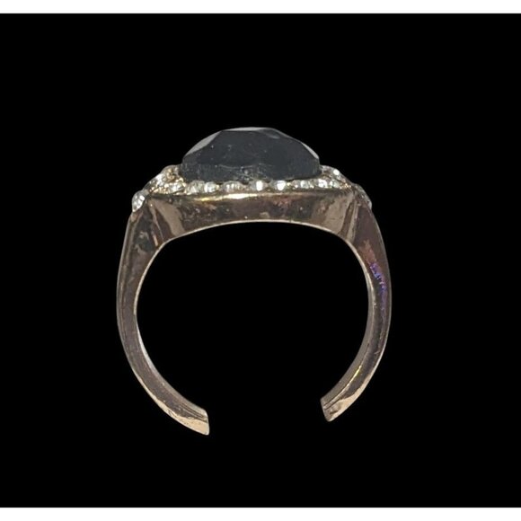 Bold Glam Gold And Black Faceted Gemmed Ring Size 6 - Picture 10 of 12